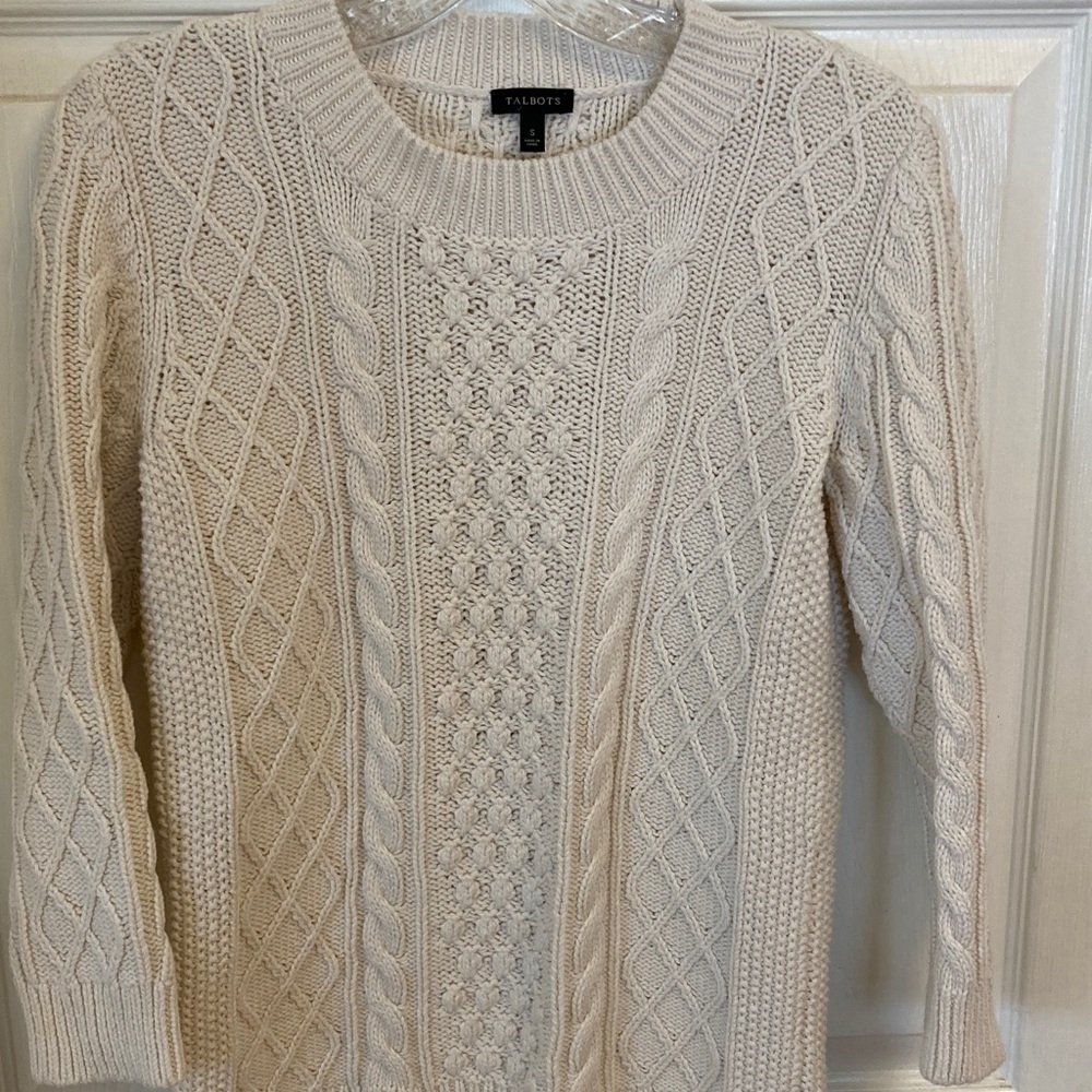 Talbots Ivory Cable Knit Sweater